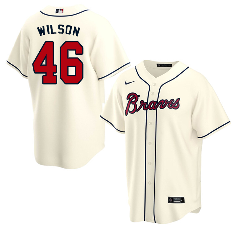 Nike Men #46 Bryse Wilson Atlanta Braves Baseball Jerseys Sale-Cream